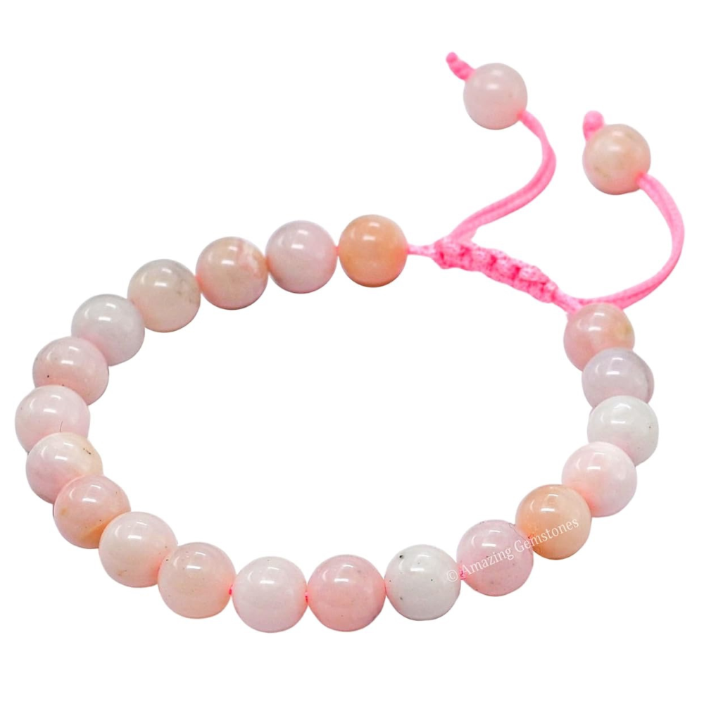 Pink opal bead bracelet.