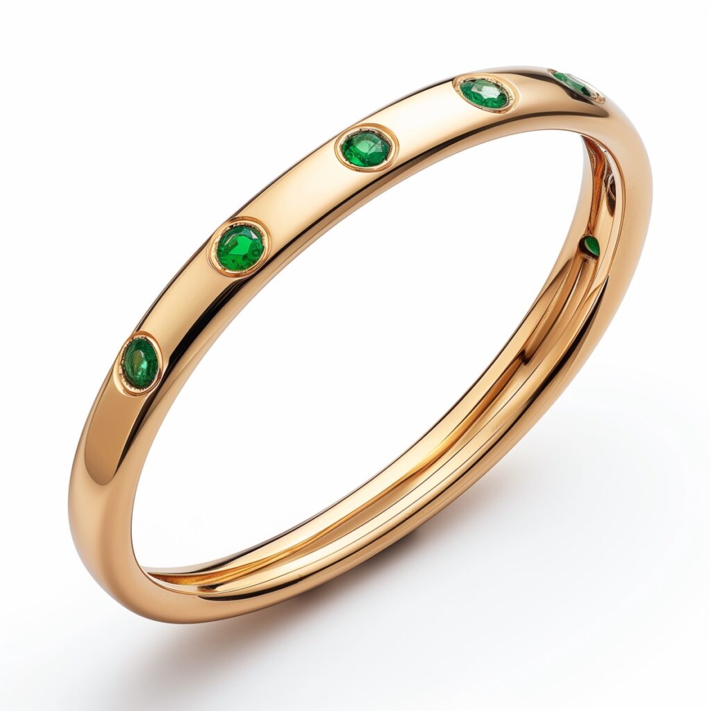 Yellow Gold Ring with Bezel Set Emeralds