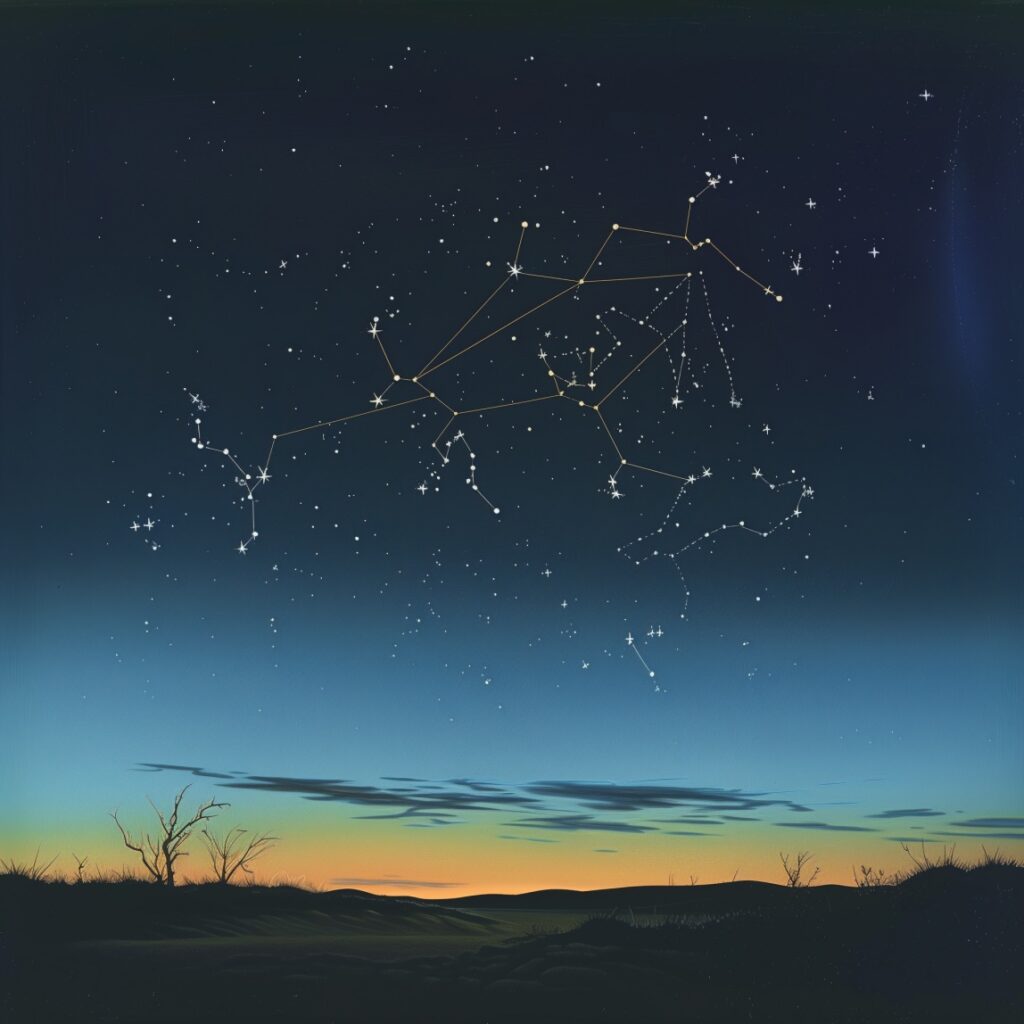 Taurus Constellation in Darkening Night Sky Graphic