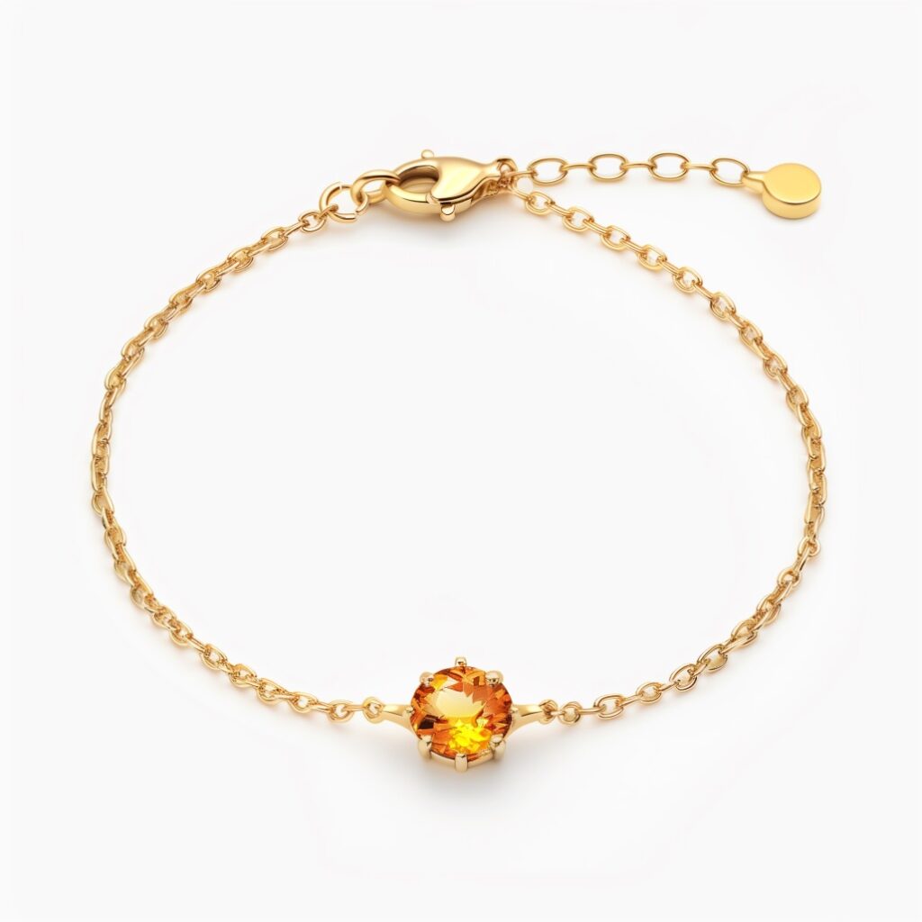 Elegant Citrine Bezel Bracelet for a November Birthday Gift