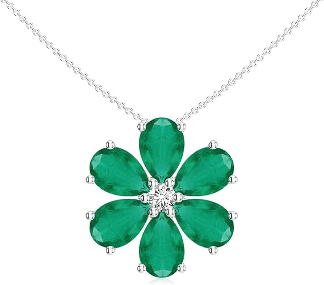 Emerald & Diamond flower pendant is a fun example of emerald jewelry sure to surprise and please any Taurus or May birthstone baby.