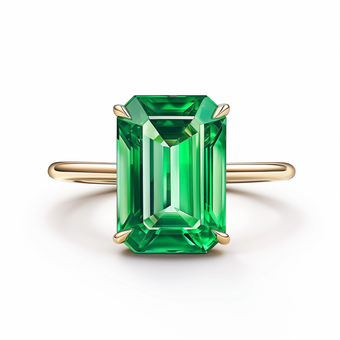 Emerald Cut Emerald Solitaire Gold Ring - Taurus Birthstone Gift