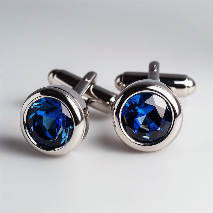 Understated sapphire cufflinks bring out the best in the Libra birthstone.