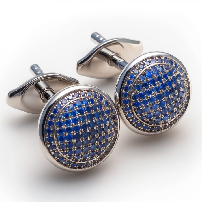 Sophisticated and detailed sapphire cufflinks.