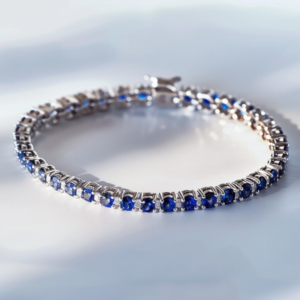 Sapphire & Diamond tennis bracelet makes a perfect Taurus birthstone gift or Libra birthstone gift.