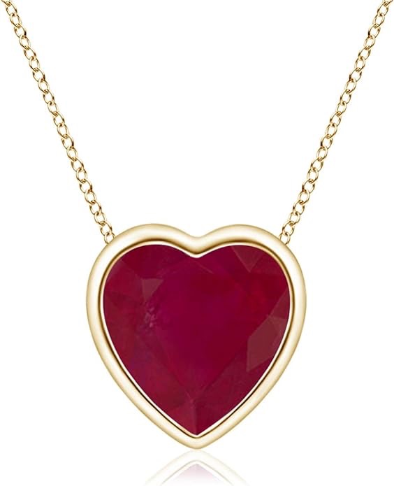 Ruby Heart Pendant on Yellow Gold Chain