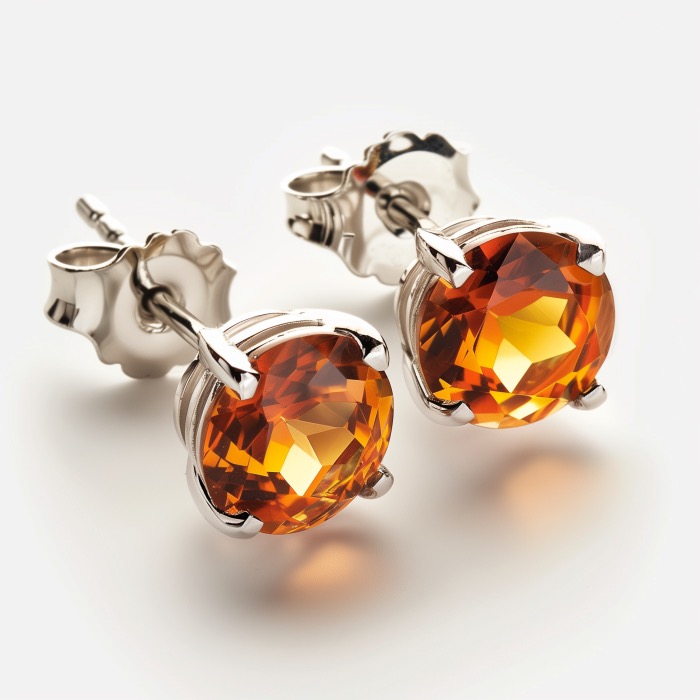 Deeply saturated citrine stud earrings display one of the most sought after colors for citrine jewelry.