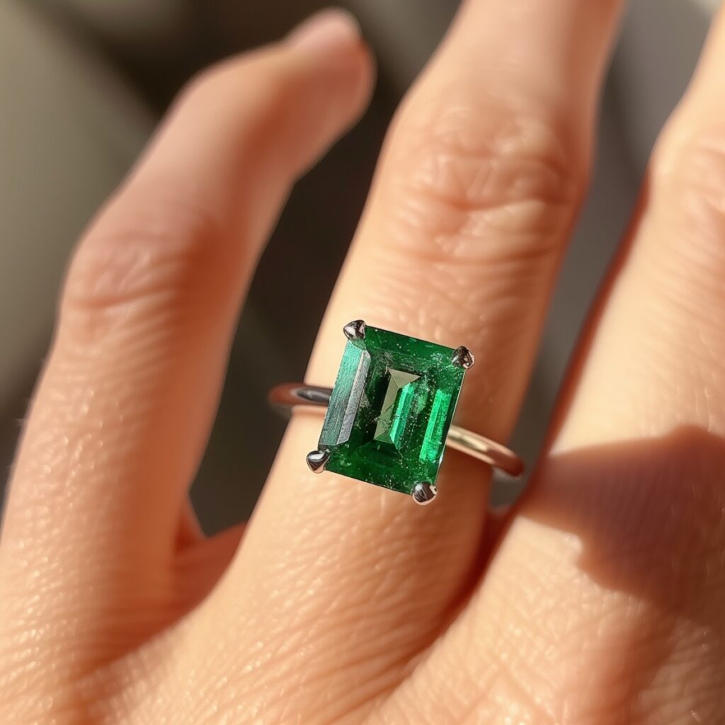 Emerald Cut Emerald Solitaire Engagement Ring