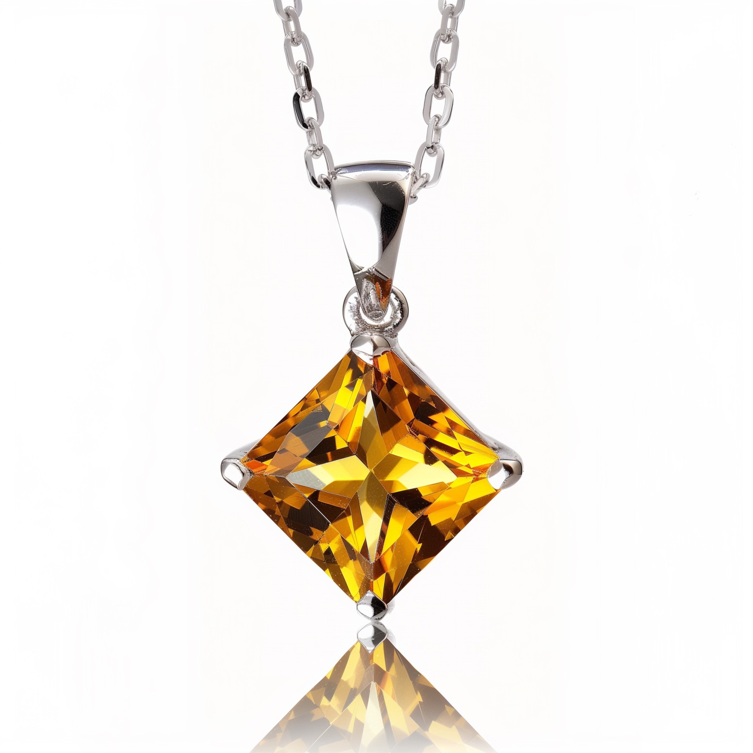 Citrine Jewelry that highlights citrine's connection with the sun: a diamond radiant citrine pendant necklace.