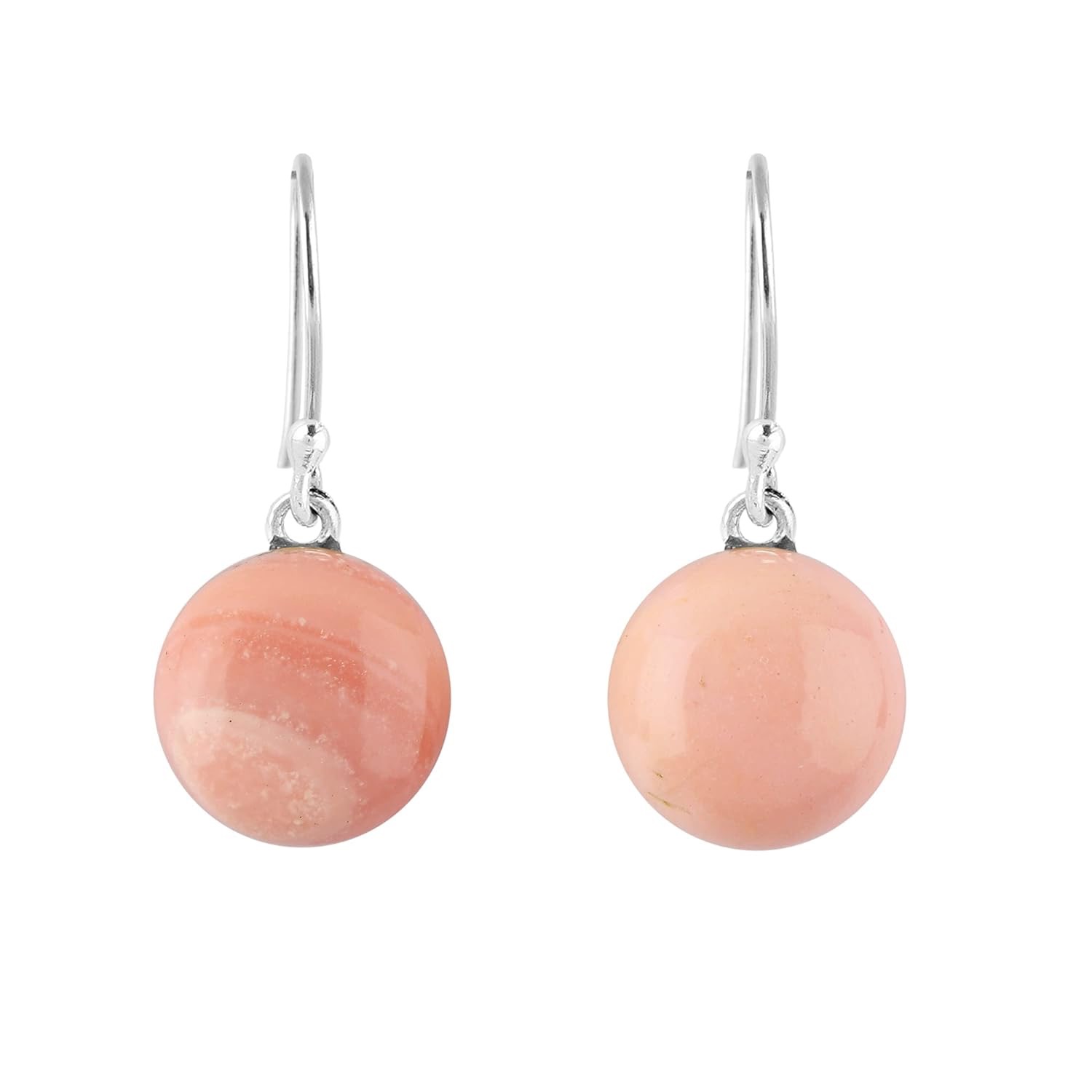 Pink opal drop earrings.