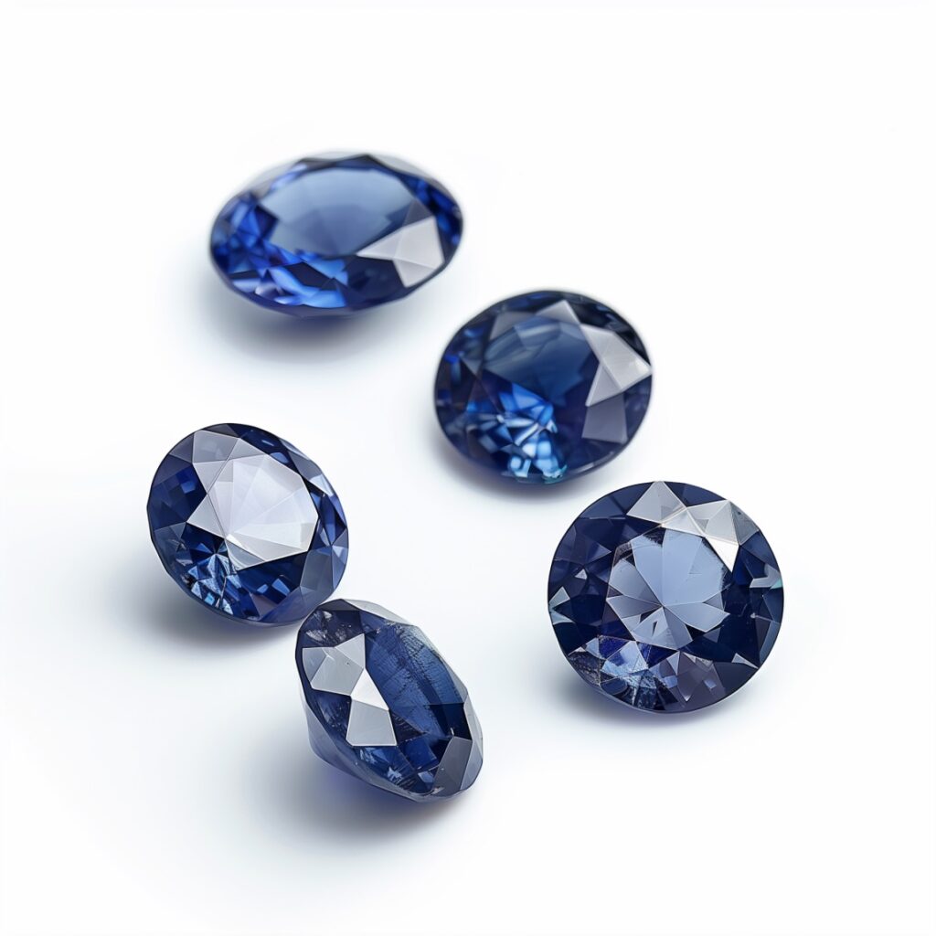 Cut & polished blue sapphires.