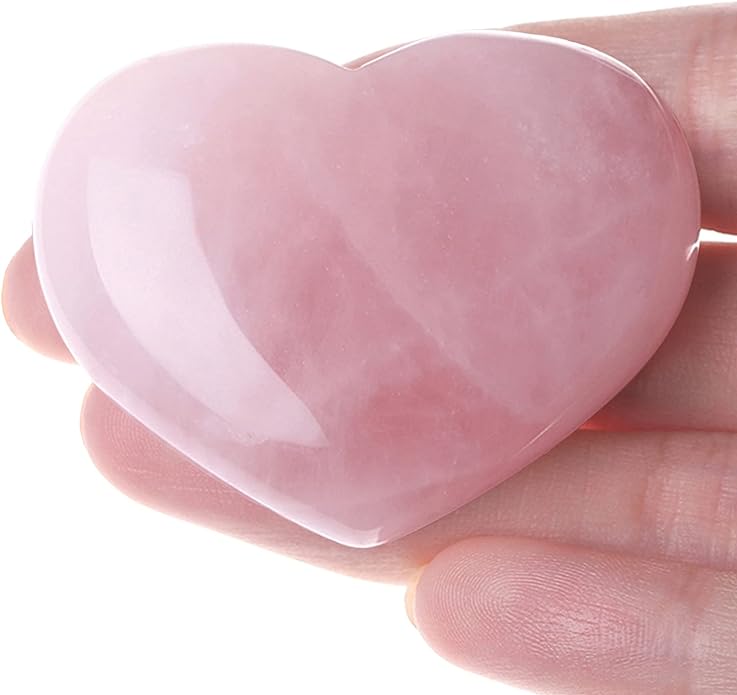 Rose Quartz Heart Shaped Palm Stone for Meditation or Healing