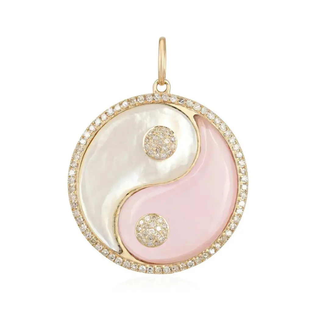 Ying Yang Mother of Pearl & Rose Quartz Necklace