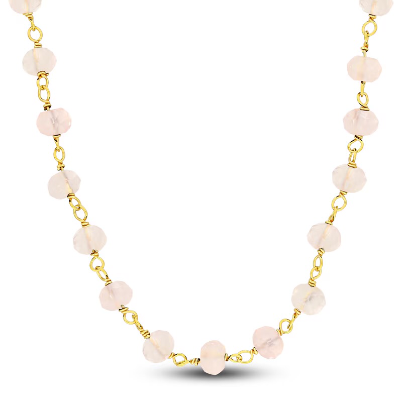 Rose Quartz Necklace with Cabochons