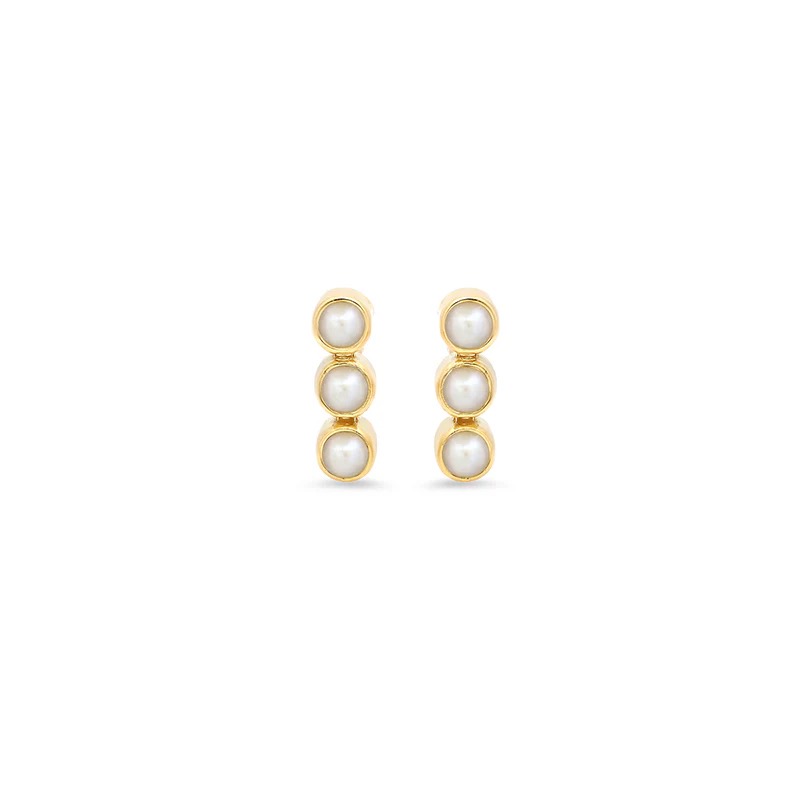 Mini Pearl Bezel Stud Earrings by Jennifer Meyer