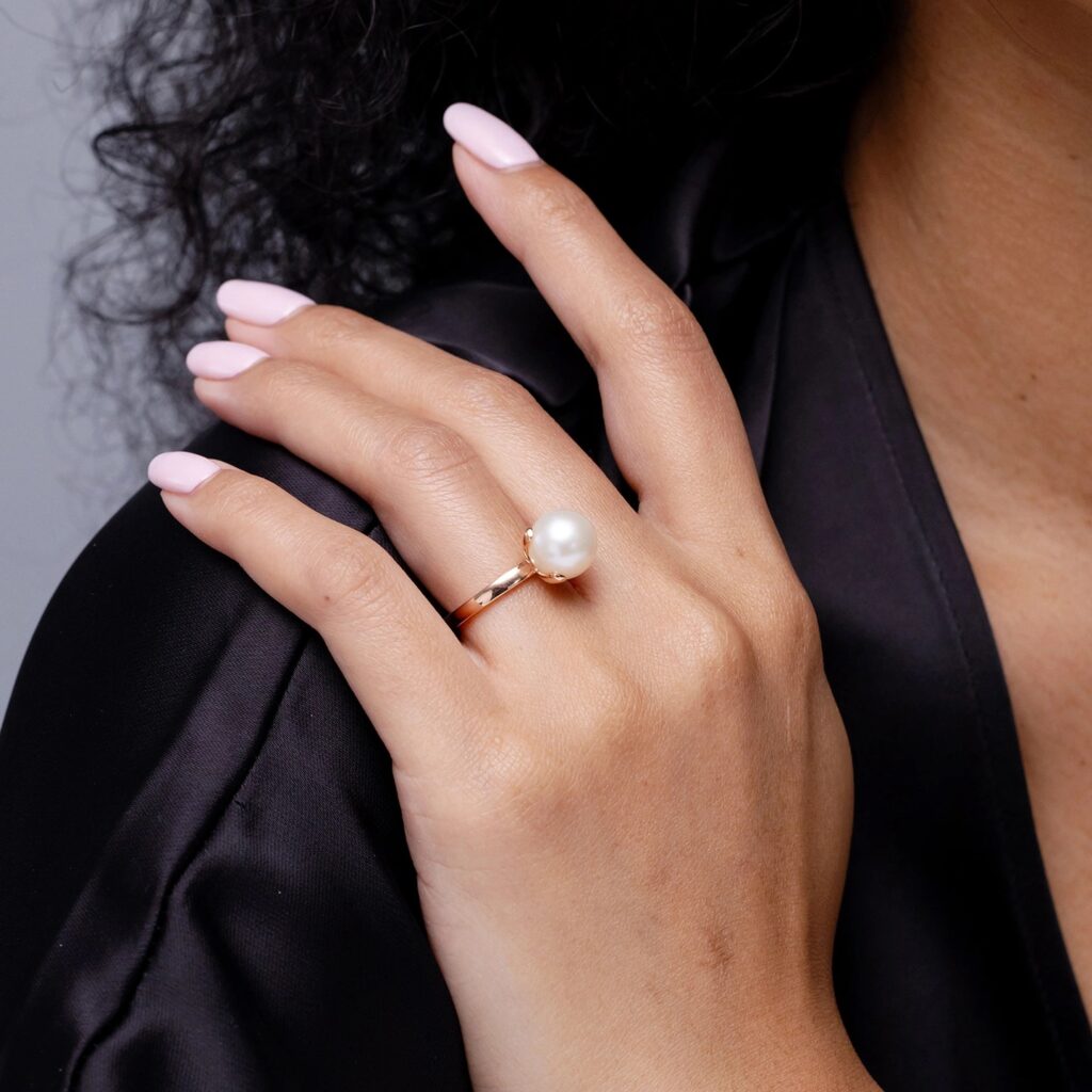 Solitaire Freshwater Pearl Ring by Angara